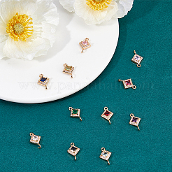 11Pcs 11 Colors Brass Pave Cubic Zirconia Connector Charms&nbsp;KK-HS0001-95