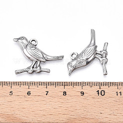 304ステンレスペンダント  ロビン鳥チャーム  変色防止  ステンレス鋼色  23x30.5x4mm  穴：2.4mm&nbsp;STAS-N103-216P