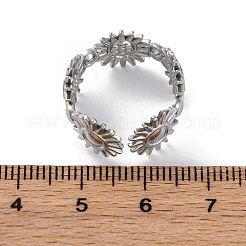 Sun 304 Stainless Steel Open Cuff Ring Components&nbsp;RJEW-F174-02P