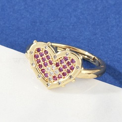 Adjustable Brass Micro Pave Cubic Zirconia Rings&nbsp;RJEW-S400-03G