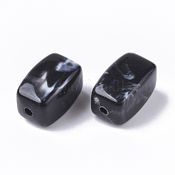 アクリルビーズ  天然石風  直方体の  ブラック  13x7.5x7.5mm  穴：1.6mm&nbsp;X-OACR-N130-016A
