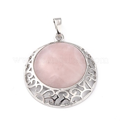 Mixed Gemstone Pendants with Hollow Platinum Brass Findings&nbsp;G-P448-A