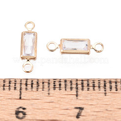 真鍮パヴェクリアキュービックジルコニアリンク/コネクターチャーム  長方形  ライトゴールド  10.5x3x1.5mm  穴：1.2mm&nbsp;ZIRC-T017-09KCG