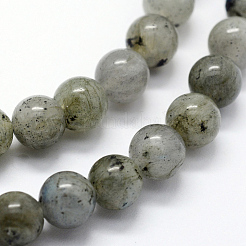 天然石ラブラドライトビーズ連売り  ラウンド  12mm  穴：1.2mm  約32個/連  14.76インチ（37.5cm）&nbsp;G-I199-15-12mm