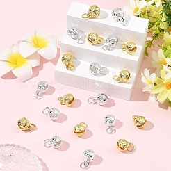 10個2色真鍮ペンダント  鐘のチャーム  ゴールデン＆シルバー  16x12x12mm  穴：6mm  5個/カラー&nbsp;KK-YW0004-34