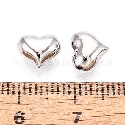 925スターリングシルバービーズ  ハート  ロジウムメッキ  プラチナ  7x8x4mm  穴：0.9~1.2mm&nbsp;STER-T007-94P-01