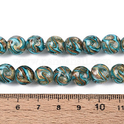 Handmade Gold Sand Lampwork Beads Strands&nbsp;LAMP-T023-31C