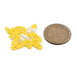 シードビーズ ビーズチャーム  リーフシェルパールペンダント  きいろ  40x45x4.5mm  穴：1.5~1.6mm&nbsp;PALLOY-MZ00385-03