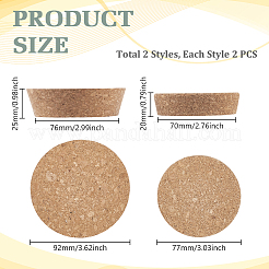 4種類のスタイルのコルクボトルストッパー2個  ボトルタンピオン  バリーウッド  70~92x20~25mm  2個/スタイル&nbsp;FIND-GA0007-58