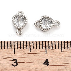Brass Pave Clear Cubic Zirconia Connector Charms&nbsp;KK-P271-35P