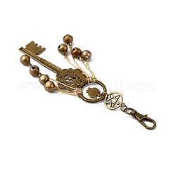 Alloy Cat Head & Brass Bell & Key Pendant Decorations&nbsp;HJEW-JM04094