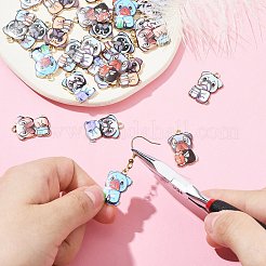 30本プリントアロイペンダント  本を読んで、お酒を飲んで  犬  ライトゴールド  ミックスカラー  22.5x15x1.5mm  穴：1.6mm&nbsp;ENAM-CJ0005-58