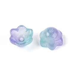 Transparent Two Tone Spray Painted Glass Bead Caps&nbsp;A-GLAA-Q089-002B-002