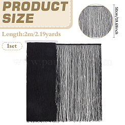 2mポリエステルタッセルリボン  フリンジリボン  衣服の装飾品  ブラック  19-3/4インチ（500mm）&nbsp;OCOR-FG0002-36B