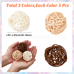 15Pcs 3 Colors Wicker Rattan Balls&nbsp;AJEW-SC0004-25C