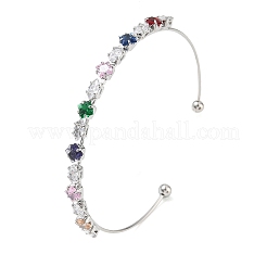 Brass Micro Pave Cubic Zirconia Cuff Bangles&nbsp;KK-D112-02P
