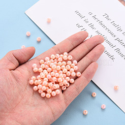 不透明なアクリルビーズ  ABカラーメッキ  ラウンド  ライトサーモン  6x5mm  穴：1.8mm  約4400個/500g&nbsp;MACR-S370-D6mm-A12