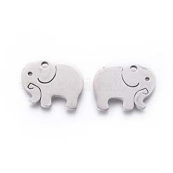 変色しない201ステンレススチールペンダント  手動研磨  象  ステンレス鋼色  14.5x18x1.5mm  穴：2mm&nbsp;STAS-F231-067P