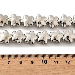 電気メッキガラスビーズセット  スター  フルメッキ  プラチナメッキ  11.5x12x6.5mm  穴：0.8mm  約40個/連  17.32''（44センチメートル）&nbsp;EGLA-V001-05E