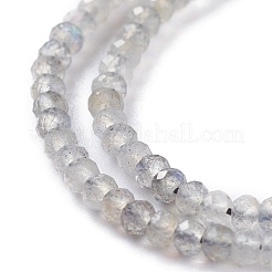 天然石ラブラドライトビーズ連売り  フラットラウンド  多面カット  3x2mm  穴：0.6mm  約179個/連  15.55インチ（39.5cm）&nbsp;G-A026-C03