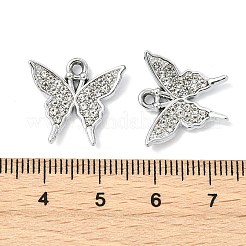動物モチーフのUVメッキ合金クリスタルラインストーンペンダント  プラチナ  バタフライチャーム  16.5x18.5x2.5mm  穴：1.8mm&nbsp;ALRI-T012-07M-P