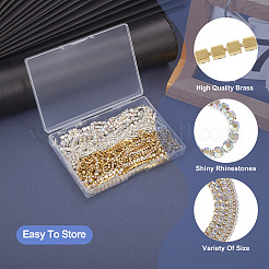 6 スタイル真鍮ラインストーンストラスチェーン  クリスタルラインストーンカップチェーン  プラチナ·ゴールデン  2~4x2~4mm&nbsp;CHC-TA0001-05