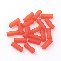透明なアクリルビーズ  艶消し  コラム  ミックスカラー  13x5mm  穴：1.5mm&nbsp;X-FACR-S055-M