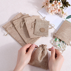 16Pcs 4 Styles Polyester Imitation Burlap Packing Pouches Drawstring Bags&nbsp;ABAG-BBC0001-01B