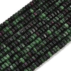 天然石ルビーインゾイサイトビーズ連売り  多面カット  六角  6x6x3mm  穴：0.8mm  約108個/連  14.72~14.80''（37.4~37.6センチメートル）&nbsp;G-G317-A21-3X6MM