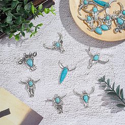 16Pcs 8 Styles Dyed Synthetic Turquoise Pendants&nbsp;FIND-ME0003-28