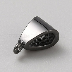 真鍮マイクロパヴェキュービックジルコニアチューブベイル  三角形  ガンメタ色  11.5x7.5x6mm  穴：1mm  内径：6.5x3.5mm&nbsp;PHAR-WH0148-148B