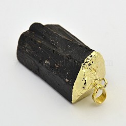 Golden Tone Brass Tourmaline Pendants&nbsp;G-J264-04