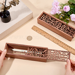 木製ペンケース  ペン用文房具収納ボックス  鉛筆  長方形  蝶  196x55.5x43mm&nbsp;AJEW-WH0709-527A