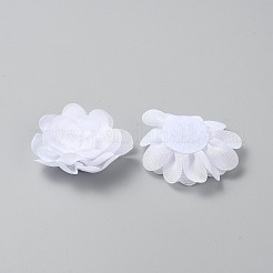 シフォンの花  縫製装飾アクセサリー  ホワイト  55x20mm&nbsp;DIY-P085-01
