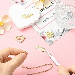 4Pcs 4 Styles Heart Brass Micro Pave Clear Cubic Zirconia Connector Charmss&nbsp;KK-CJ0005-73