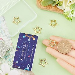 環境に優しいラックメッキ真鍮スプリングゲートリング6個  長持ちメッキ  鉛フリー＆カドミウムフリー  スター  18KGP本金メッキ  10ゲージ  17x17x2.5mm&nbsp;KK-SC0003-78