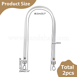 Puレザーバッグストラップ  合金の留め金付き  バッグ交換用アクセサリー  プラチナ  ホワイト  600~630mm&nbsp;DIY-WH0699-69B-P02