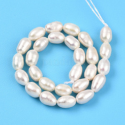 天然養殖淡水パールビーズ連売り  ライス  乳白色  5~7.5x 4~4.8mm  穴：0.4mm  約26~28個/連  6.89~7.20''（17.5~18.3センチメートル）&nbsp;PEAR-N012-04W-01