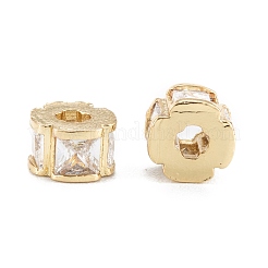 Brass Micro Pave Clear Cubic Zirconia Beads&nbsp;ZIRC-L101-07G