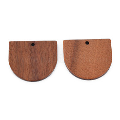 天然ウォールナットウッドペンダント  半楕円形  淡い茶色  23.5x27x2.5mm  穴：1.8mm&nbsp;WOOD-N011-010