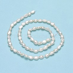 天然養殖淡水パールビーズ連売り  研磨両側  リネン  5~6x4x2.5~3mm  穴：0.6mm  約65~72個/連  14.57''（37センチメートル）&nbsp;PEAR-A005-13B-01-X