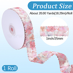片面プリントポリエステルサテンリボン1ロール  花柄  ギフト包装用  ピンク  1インチ（25mm）  約20.00ヤード（18.29m）/セット&nbsp;SRIB-CY0001-47B