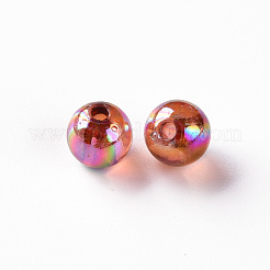 透明なアクリルビーズ  ABカラーメッキ  ラウンド  チョコレート  8x7mm  穴：2mm  約1745個/500g&nbsp;MACR-S370-B8mm-765