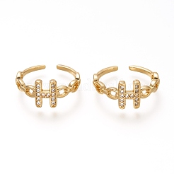 Brass Micro Pave Clear Cubic Zirconia Cuff Rings&nbsp;RJEW-P018-19G