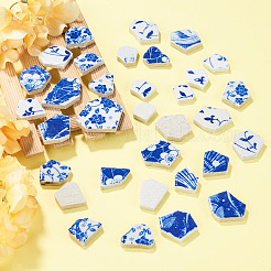 磁器のカボション  模様のあるナゲット  ブルー  20~37x20~36.5x6mm  43個/セット&nbsp;PORC-TA0001-74
