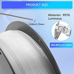 330m蓄光petg 3dプリンターフィラメント  3Dプリンターの消耗品  透明  1.7mm  約360.89ヤード（330m）/ロール&nbsp;OCOR-WH0071-94A