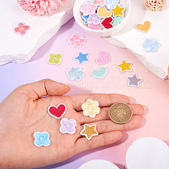 刺繍布アイロン接着/縫い付けパッチ2セット  マスクと衣装のアクセサリー  アップリケ  花  ミックスカラー  16.5~21.5x19.5~20.5x1.5mm  16個/セット&nbsp;DIY-TA0013-08