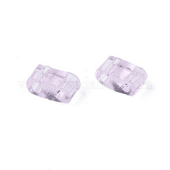 2穴透明ガラスシードビーズ  長方形  ピンク  4.5~5.5x2~2.5x2mm  穴：0.5~0.8mm&nbsp;SEED-N004-002-C01