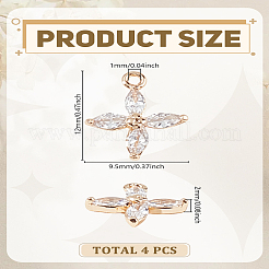 4Pcs Brass Cubic Zirconia Charms&nbsp;ZIRC-LP0001-23