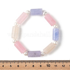 Dyed Natural Malaysia Jade Column and Shell Pearl Beaded Stretch Bracelets&nbsp;BJEW-JB14349-01